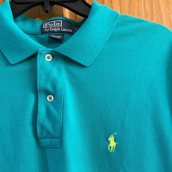 Men's Polo Ralph Lauren Top Classic Fit Short Sleeve Aqua Size L Large - Cotton - Picture 3 of 5